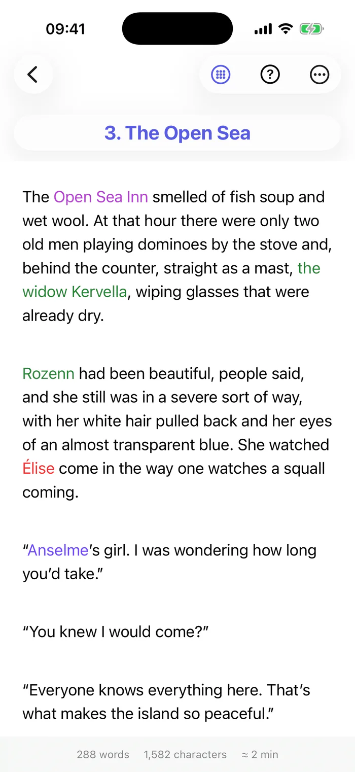 Bokmo on iPhone: chapter 3, The Open Sea, open in the editor.