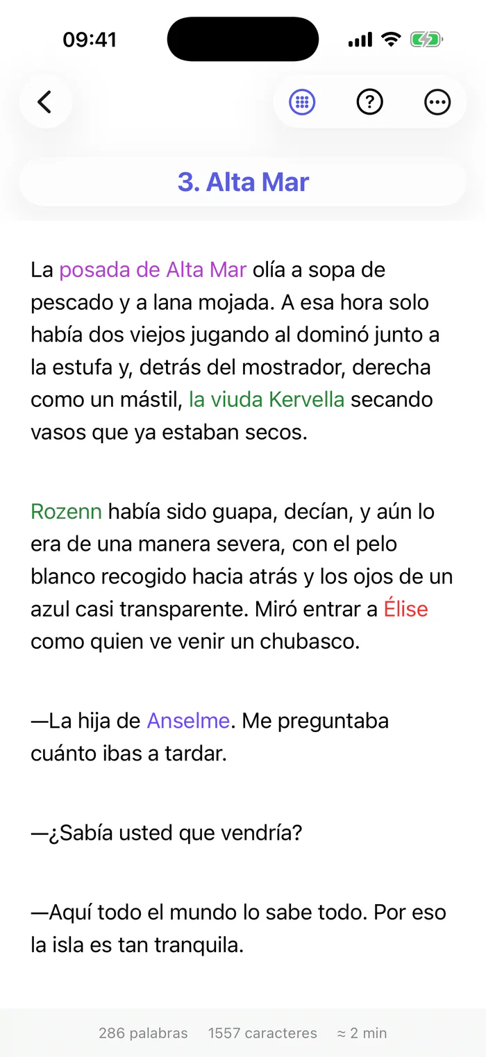Bokmo en iPhone: el capítulo 3, Alta Mar, abierto en el editor.
